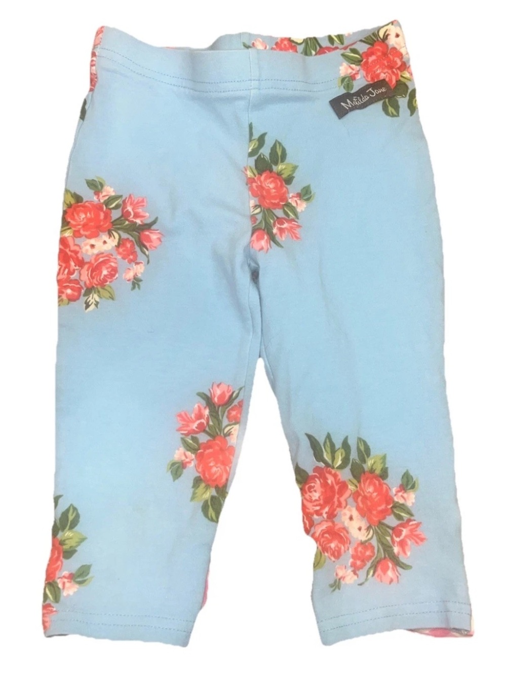 Matilda Jane Water Balloons Blue Floral Cropped Leggings Size 4